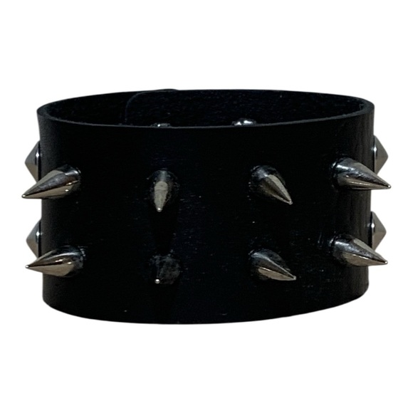 Adustable Spiked Metal-Punk Leather Cuff - Picture 2 of 6